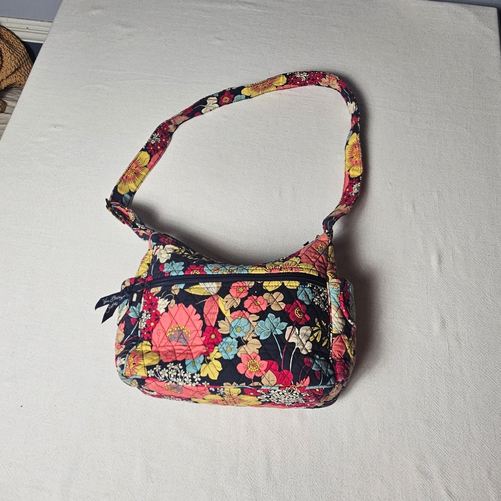Vera Bradley Quilted Floral Crossbody Bag Navy Multicolor Adjustable Strap